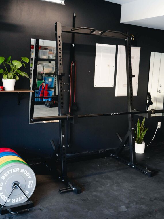 Better Body Home Gym Power Bundle: Incline Squat Rack, 10-55lbs Plates, Competition Barbell, Adjustable Bench, Collars