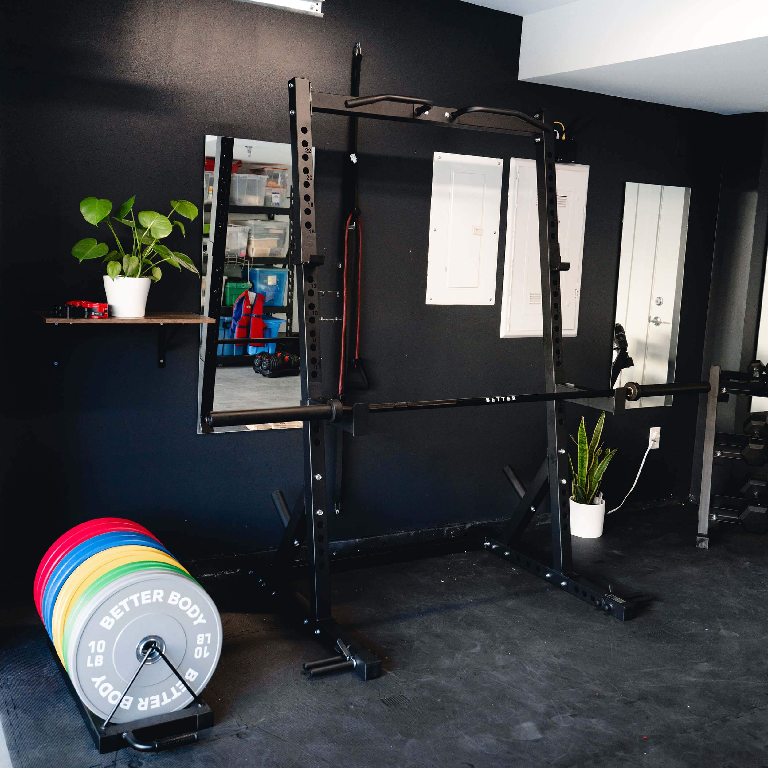 Better Body Home Gym Power Bundle: Incline Squat Rack, 10-55lbs Plates, Competition Barbell, Adjustable Bench, Collars