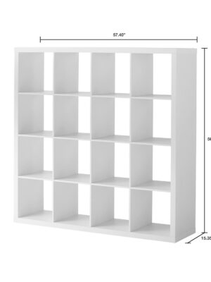 Better Homes & Gardens 16-Cube Storage Organizer, White Texture, Modern Design, Easy Assembly
