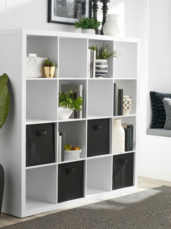 Better Homes & Gardens 16-Cube Storage Organizer, White Texture, Modern Design, Easy Assembly