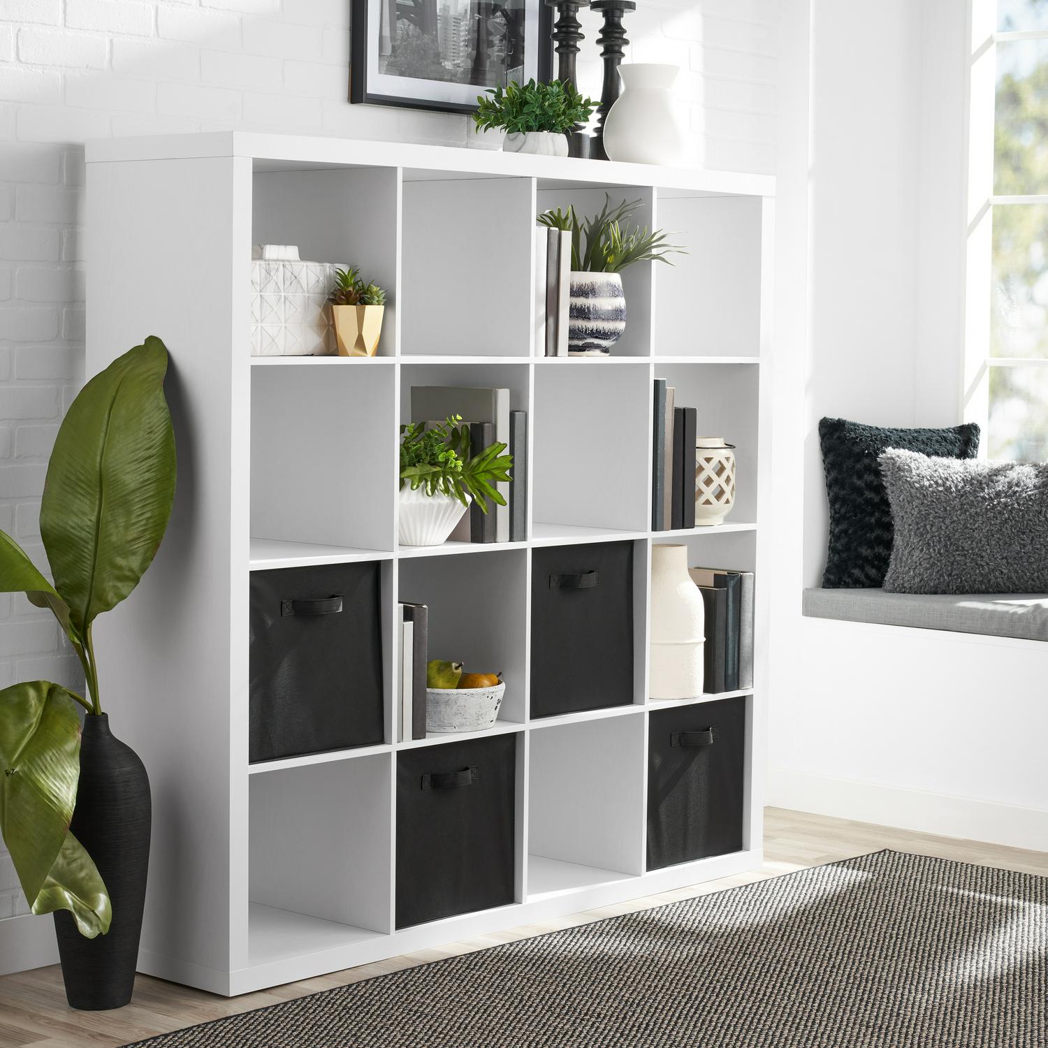 Better Homes & Gardens 16-Cube Storage Organizer, White Texture, Modern Design, Easy Assembly