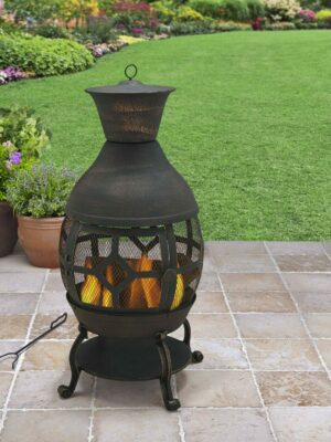 Better Homes & Gardens Antique Bronze Cast Iron Wood-Burning Chiminea with Cover