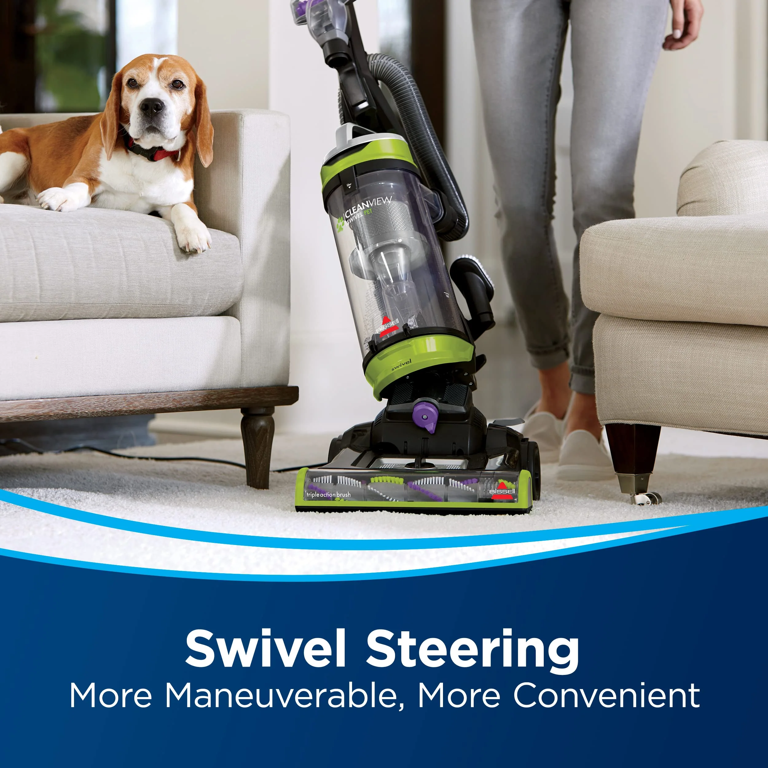 BISSELL CleanView Swivel Upright Bagless Vacuum, Pet Hair Removal, Multi-Surface, Edge-to-Edge Cleaning