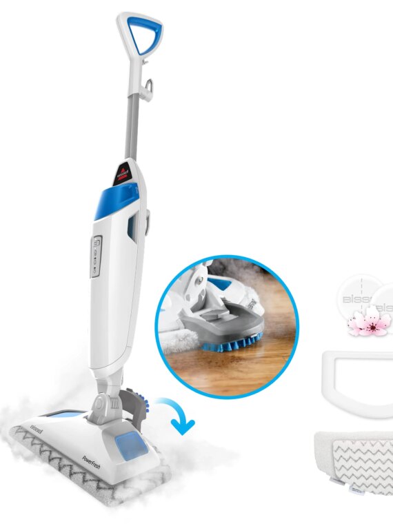 Bissell Power Fresh Steam Mop, Hard Floor Cleaner with Easy Scrubber, Adjustable Steam, 23-ft Cord, Includes Pads & Fragrance Discs