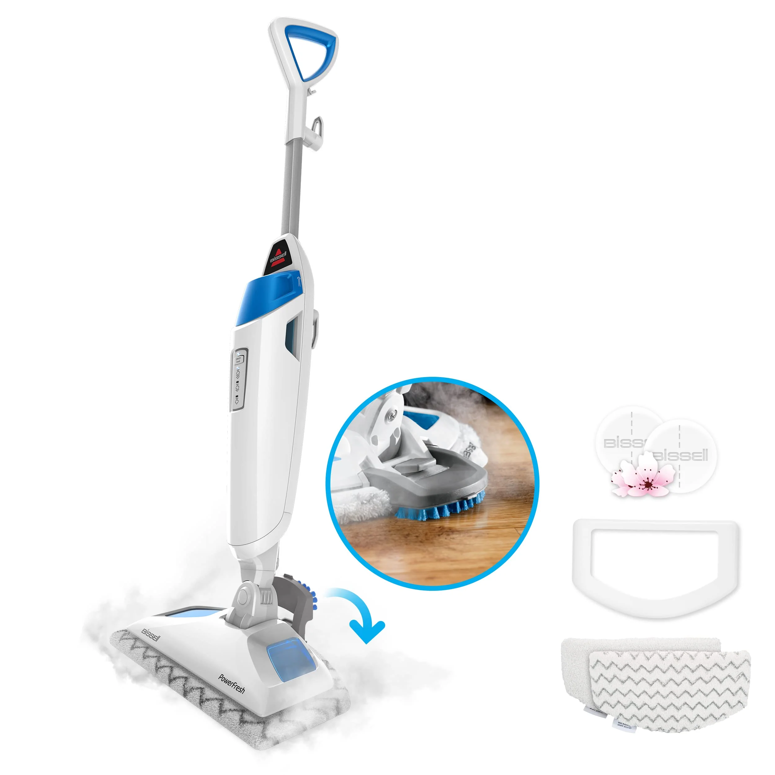 Bissell Power Fresh Steam Mop, Hard Floor Cleaner with Easy Scrubber, Adjustable Steam, 23-ft Cord, Includes Pads & Fragrance Discs