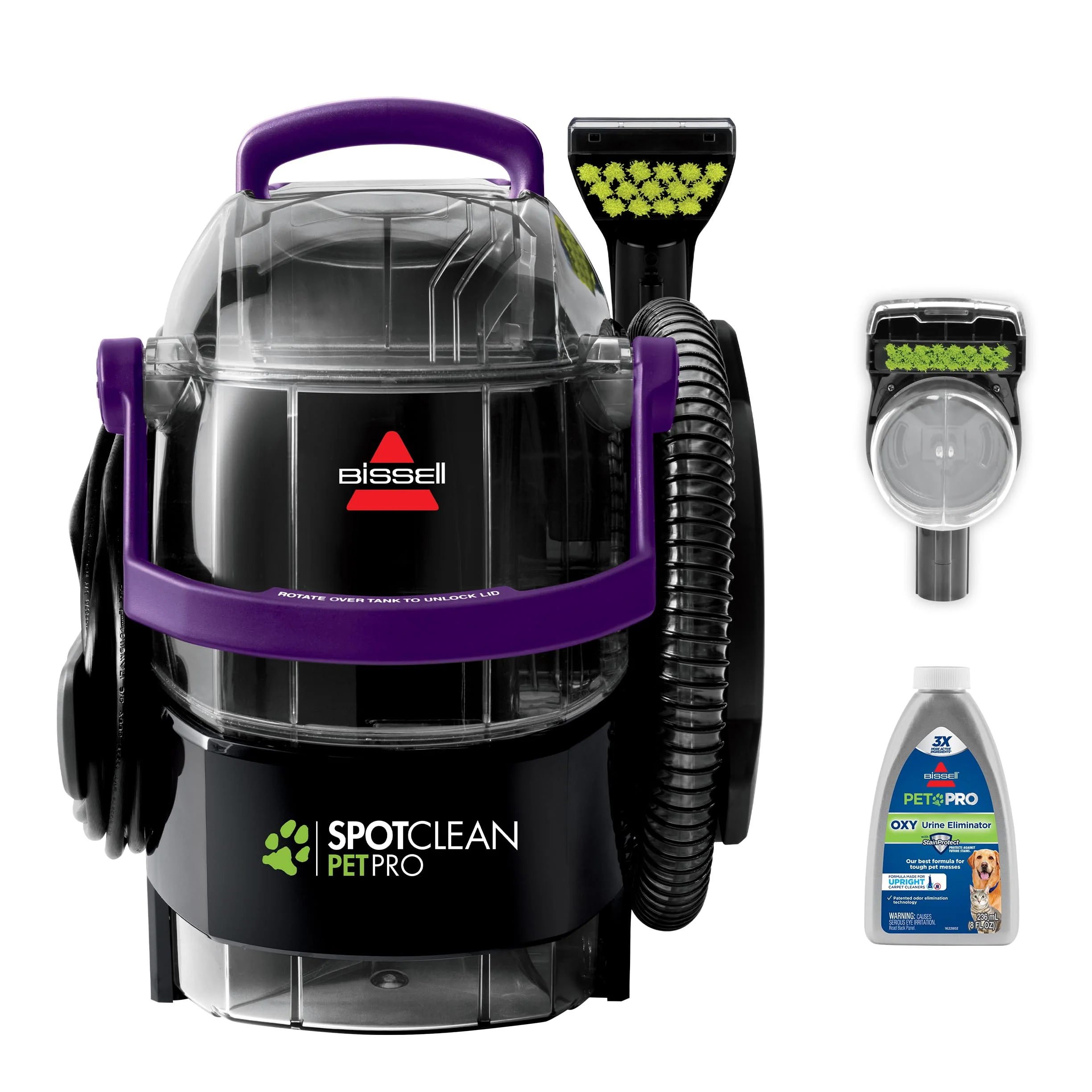 BISSELL SpotClean Pet Pro Portable Carpet Cleaner, 5.7 Amp, Stain Trapper Tool, OXY Formula