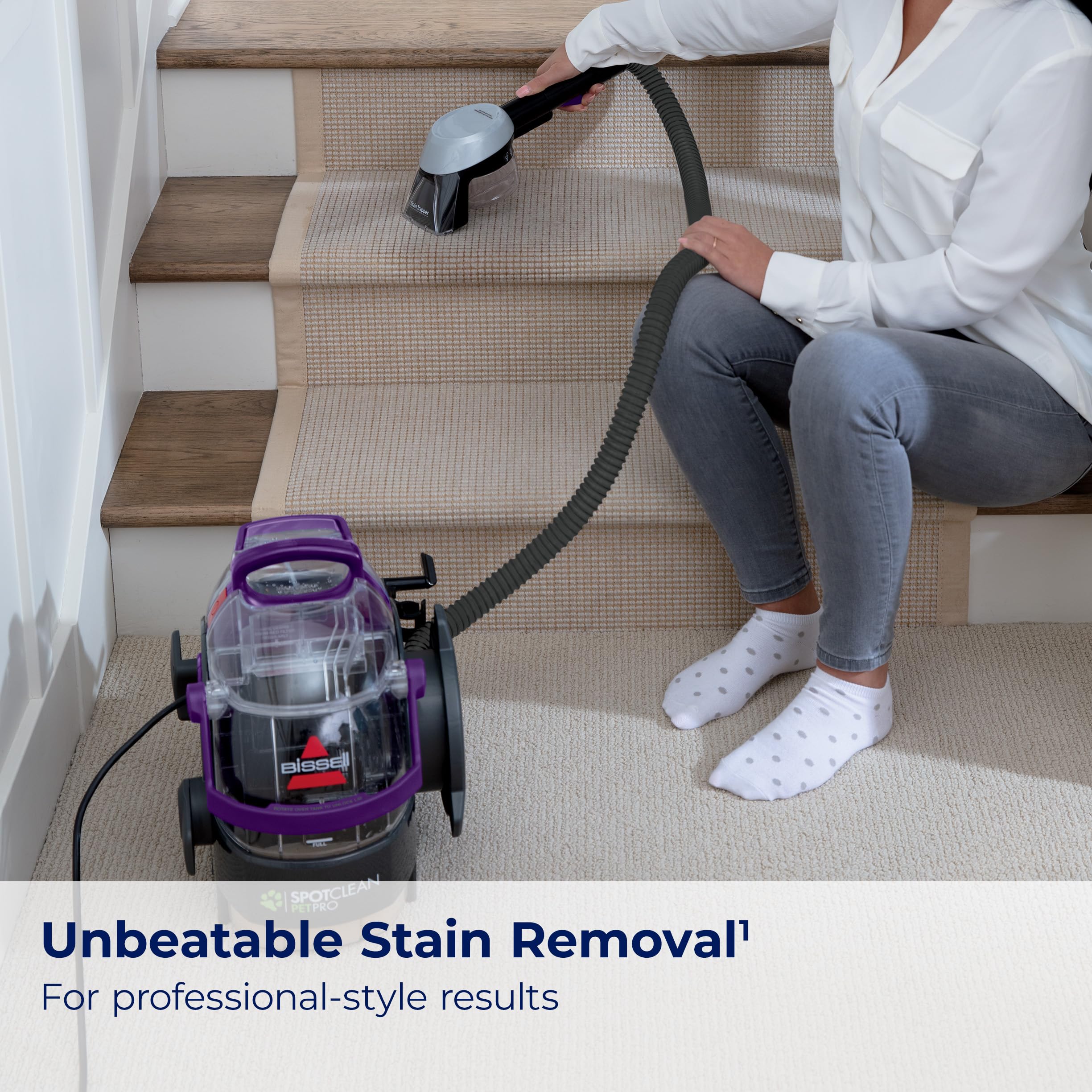BISSELL SpotClean Pet Pro Portable Carpet Cleaner, 5.7 Amp, Stain Trapper Tool, OXY Formula