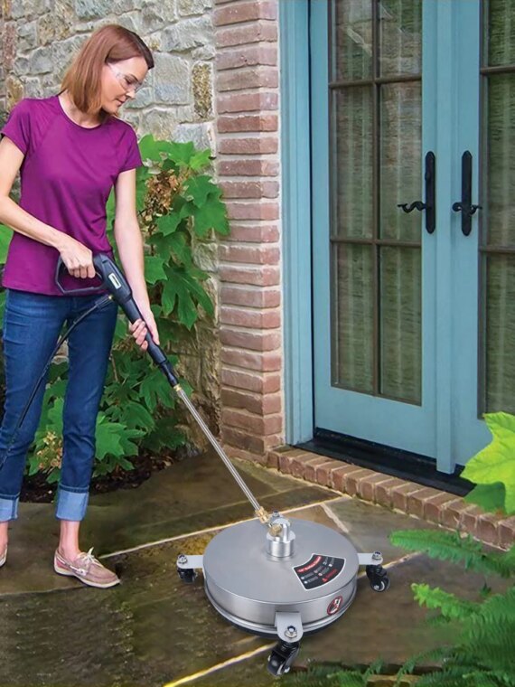 Biswing 14" Stainless Steel Pressure Washer Surface Cleaner with Wheels, 4000 PSI, Quick Connect, Includes Extension Wands & Nozzles