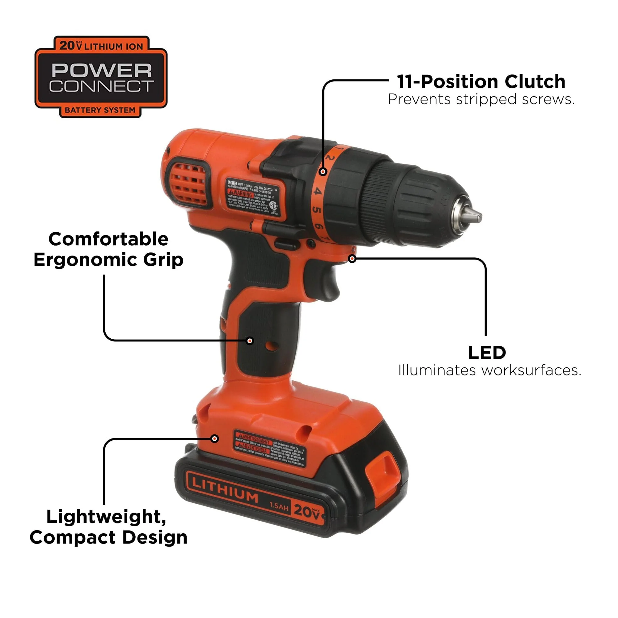 BLACK+DECKER 20V MAX Cordless Drill & 68-Piece Home Tool Kit with Lithium Battery