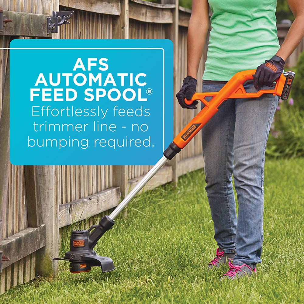 BLACK+DECKER 20V MAX Cordless String Trimmer/Edger Kit with AFS, 10" Adjustable Design, Lithium Battery