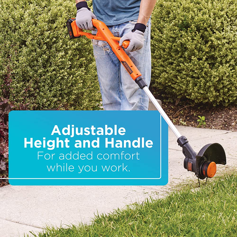 BLACK+DECKER 20V MAX Cordless String Trimmer/Edger Kit with AFS, 10" Adjustable Design, Lithium Battery