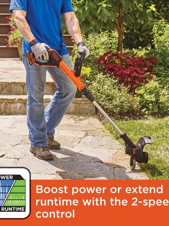 BLACK+DECKER 20V Max Cordless String Trimmer/Edger with Easy Feed, 12" - Includes Batteries & Charger