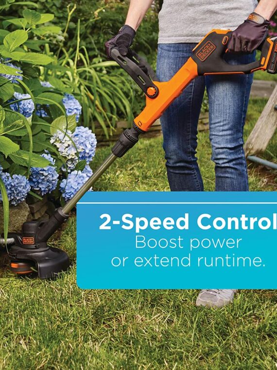 BLACK+DECKER 20V Max Cordless String Trimmer/Edger with Easy Feed, 12" - Includes Batteries & Charger