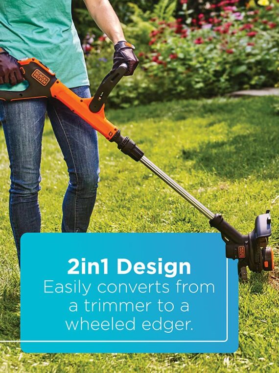 BLACK+DECKER 20V Max Cordless String Trimmer/Edger with Easy Feed, 12" - Includes Batteries & Charger