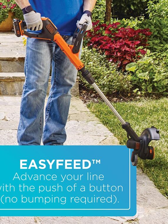 BLACK+DECKER 20V Max Cordless String Trimmer/Edger with Easy Feed, 12" - Includes Batteries & Charger