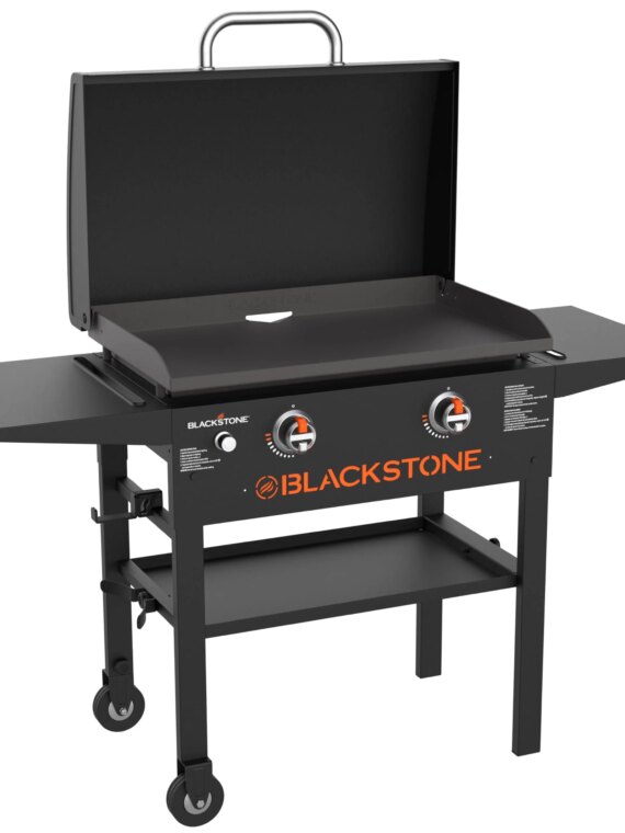 Blackstone 1883 28” Griddle with Hood, Dual Burners, 524 Sq. In. Cooking Surface, Rear Grease Management