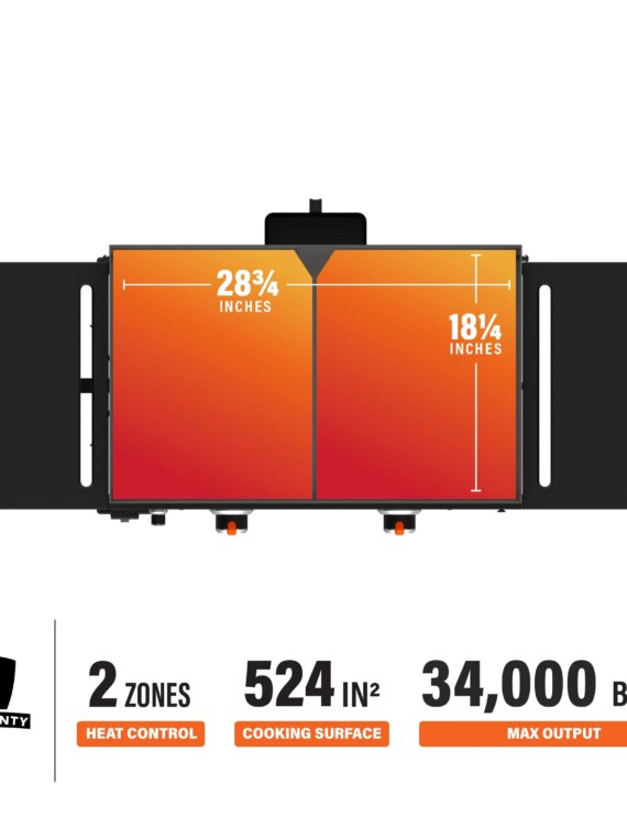 Blackstone 1883 28” Griddle with Hood, Dual Burners, 524 Sq. In. Cooking Surface, Rear Grease Management