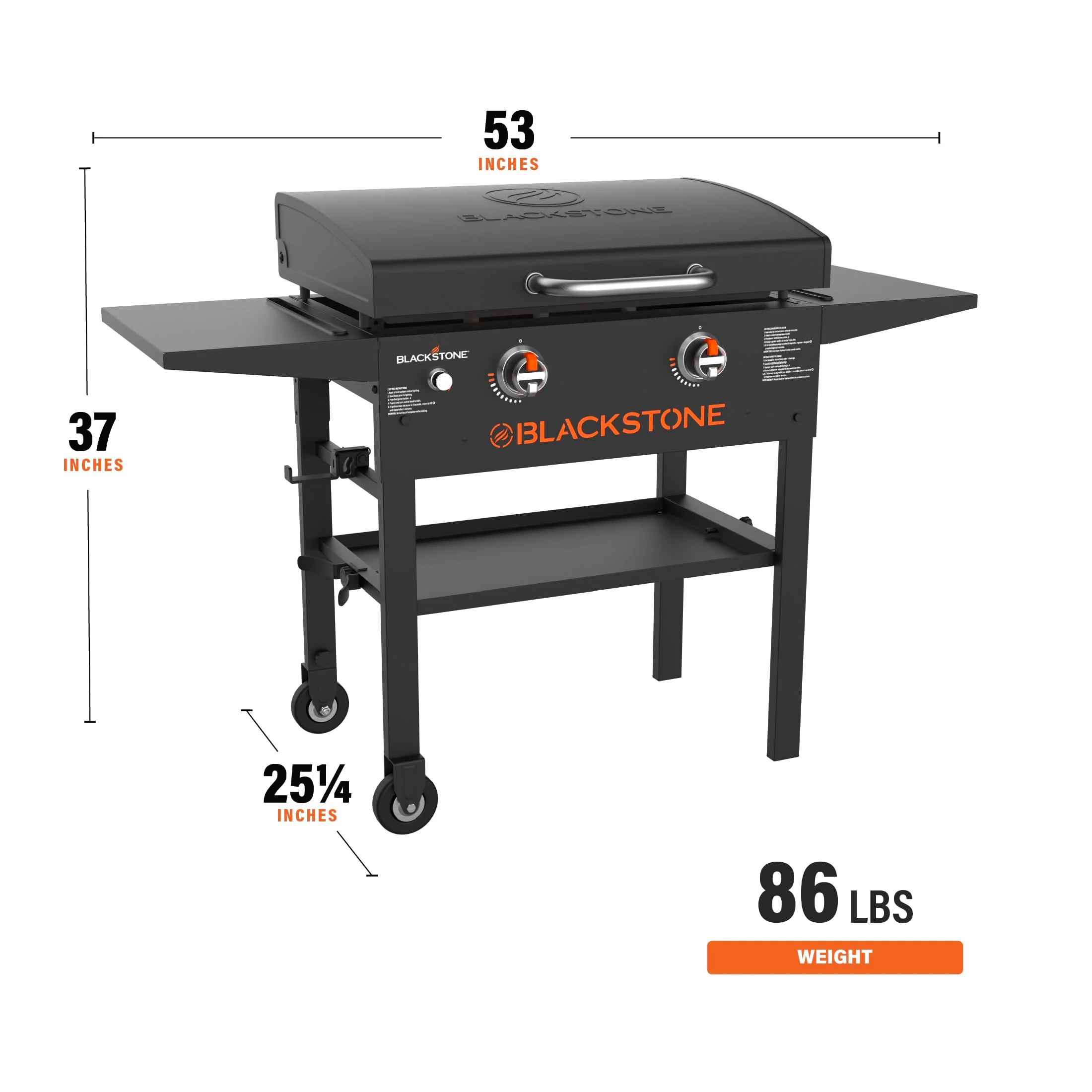 Blackstone 1883 28" Griddle with Hood, Dual Burners, 524 Sq. In. Cooking Surface, Rear Grease Management