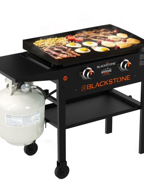 Blackstone 2-Burner 28" Griddle Cooking Station, Portable with Wheels, Stainless Steel Burners, 524 sq. in. Surface, Propane/Natural Gas Compatible