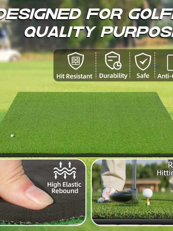 Bltend Golf Mat 4.9x3.83ft - Durable 36mm Thick Practice Mat with 6 Tee Positions for Indoor/Outdoor Use, Includes Balls & Tees