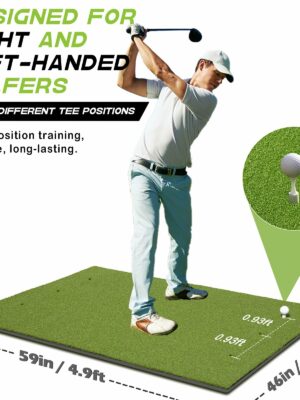 Bltend Golf Mat 4.9×3.83ft – Durable 36mm Thick Practice Mat with 6 Tee Positions for Indoor/Outdoor Use, Includes Balls & Tees