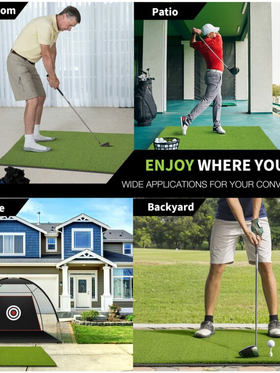 Bltend Golf Mat 4.9x3.83ft - Durable 36mm Thick Practice Mat with 6 Tee Positions for Indoor/Outdoor Use, Includes Balls & Tees