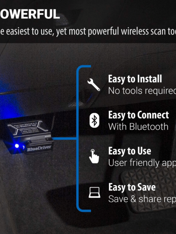 BlueDriver OBD2 Bluetooth Diagnostic Scan Tool for iPhone & Android - Enhanced Vehicle Diagnostics & Real-Time Data