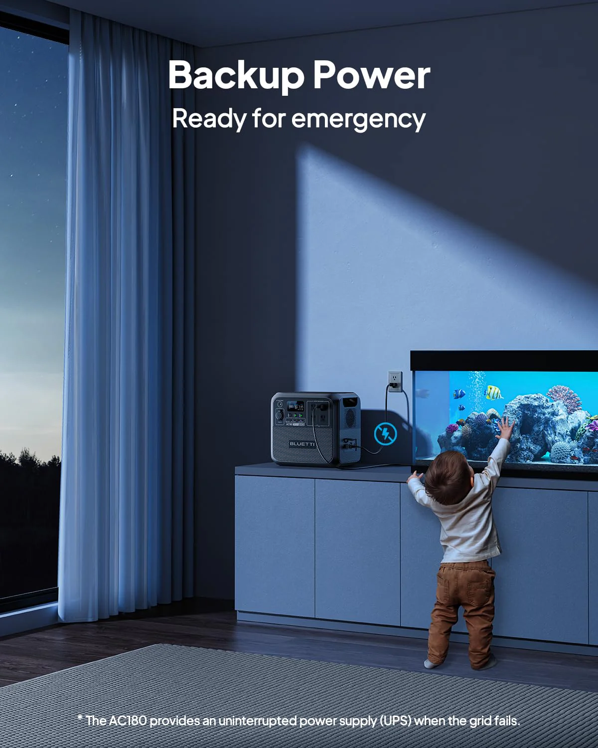 BLUETTI AC180 Portable Power Station 1152Wh LiFePO4 Battery, 1800W Output, Quick Charge, Solar Charging