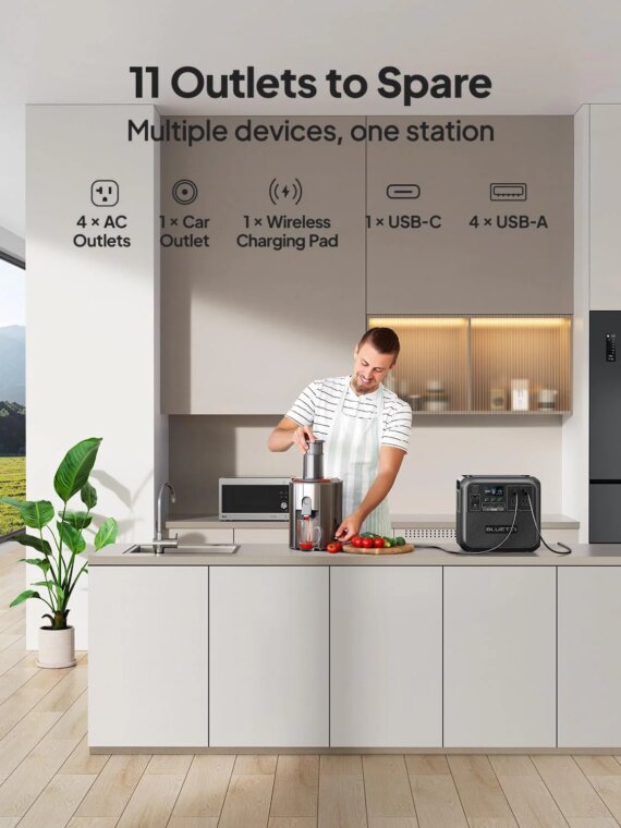 BLUETTI AC180 Portable Power Station 1152Wh LiFePO4 Battery, 1800W Output, Quick Charge, Solar Charging