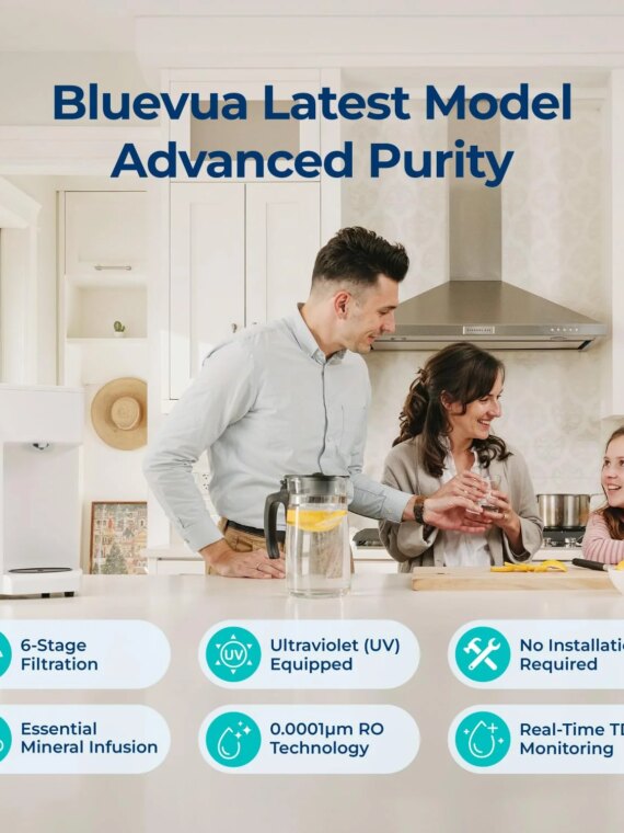 Bluevua RO100ROPOT-UV Countertop Reverse Osmosis Water Filter System with UV Light & Carafe