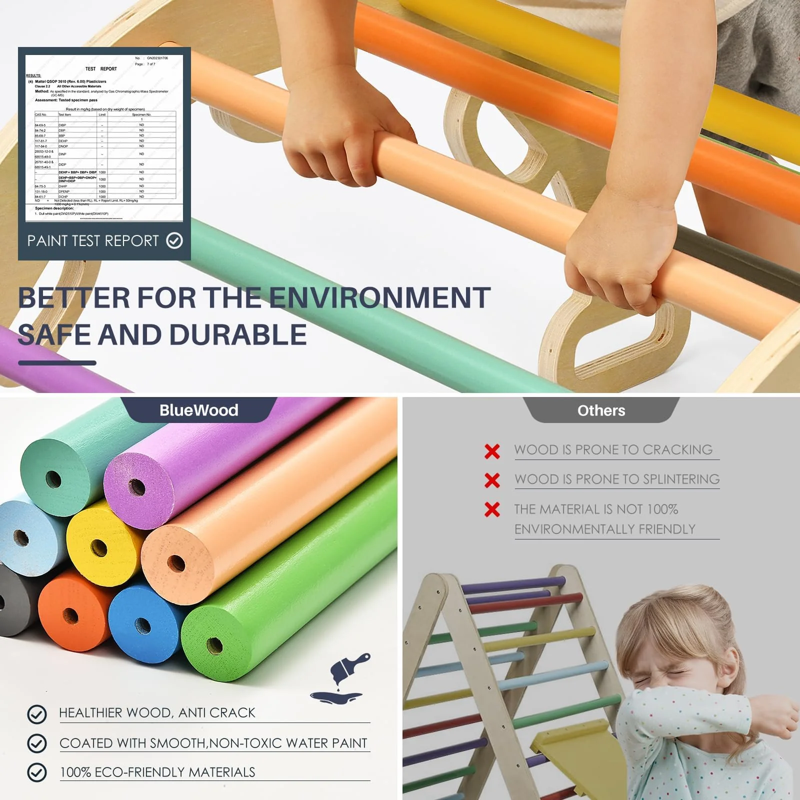 BlueWood 7-in-1 Pikler Triangle Climbing Set for Toddlers, Foldable, FSC-Certified Wood, Includes Slide & Arch Ladder