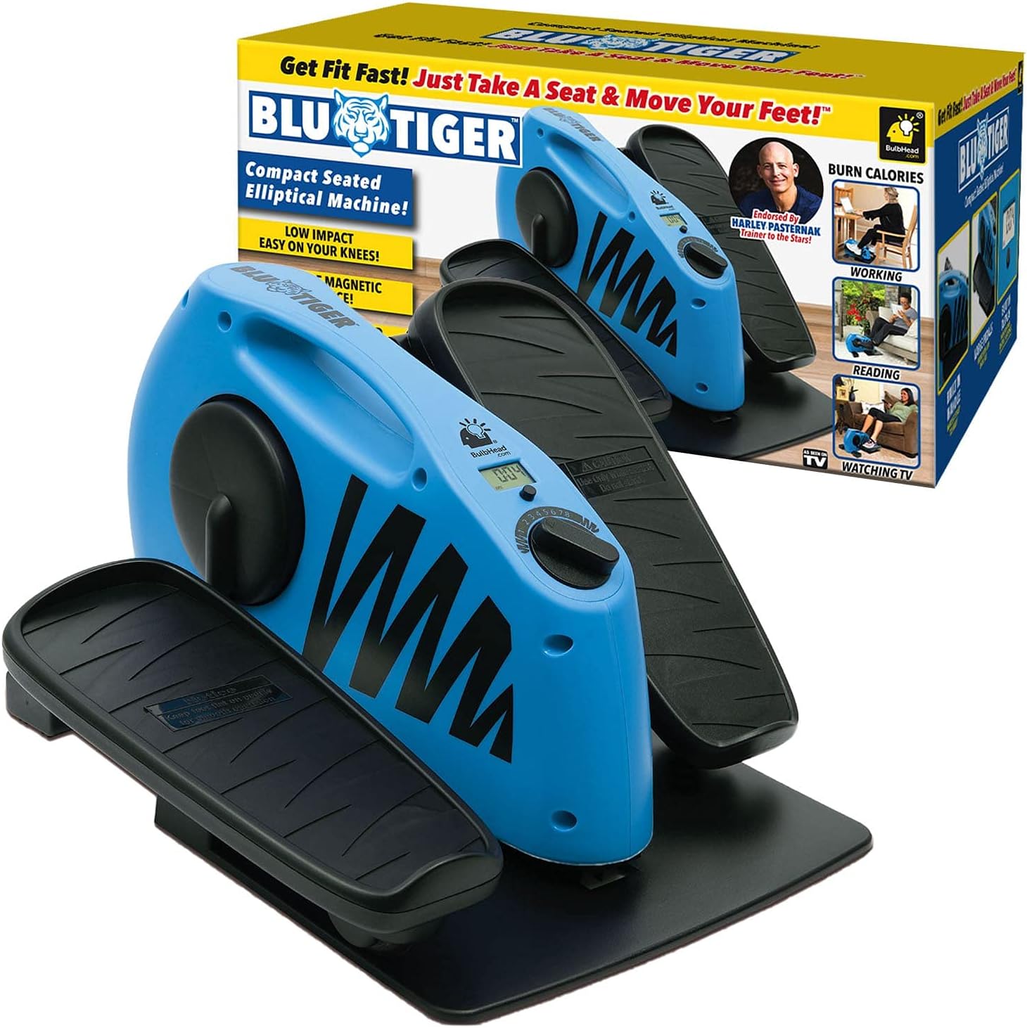BluTiger Seated Elliptical Machine - Compact, Low-Impact Exercise with Digital Display & 8 Resistance Levels, Endorsed by Harley Pasternack