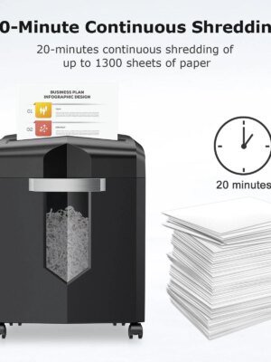 Bonsaii 12-Sheet Cross-Cut Paper Shredder, P-4 High Security, 20-Min Continuous Run, Jam Proof