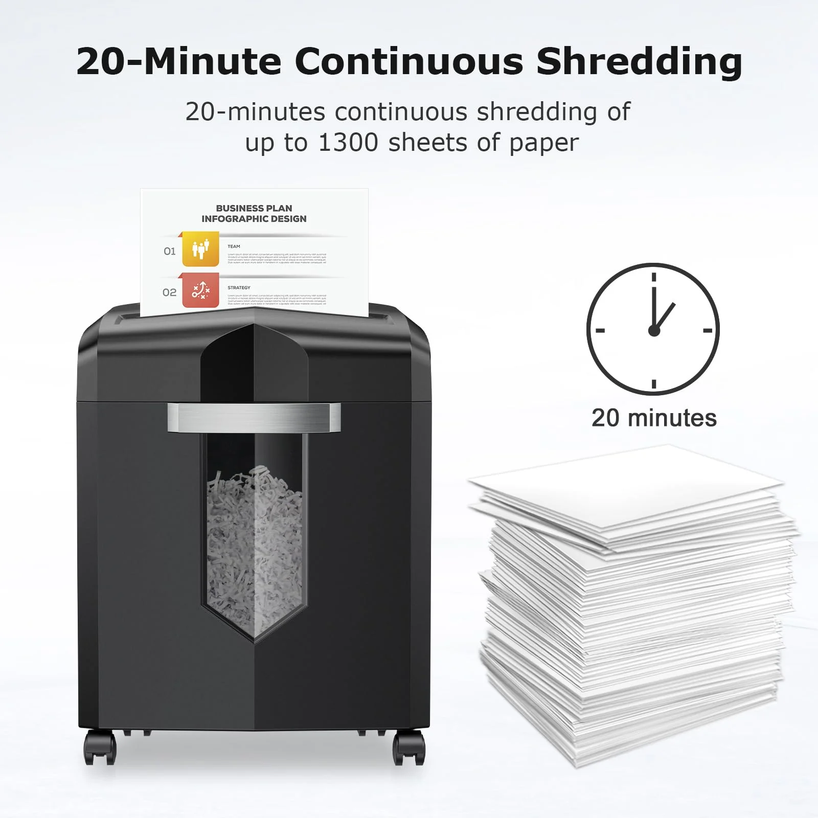 Bonsaii 12-Sheet Cross-Cut Paper Shredder, P-4 High Security, 20-Min Continuous Run, Jam Proof