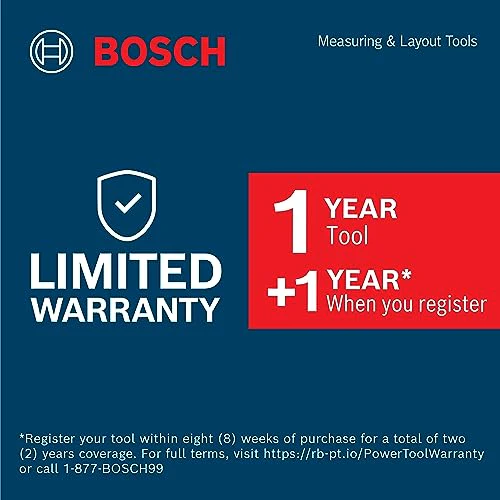 BOSCH 50 Ft Self-Leveling Cross-Line Laser with Magnetic Mount & Batteries, IP55 Rated, High Accuracy, Compact Design