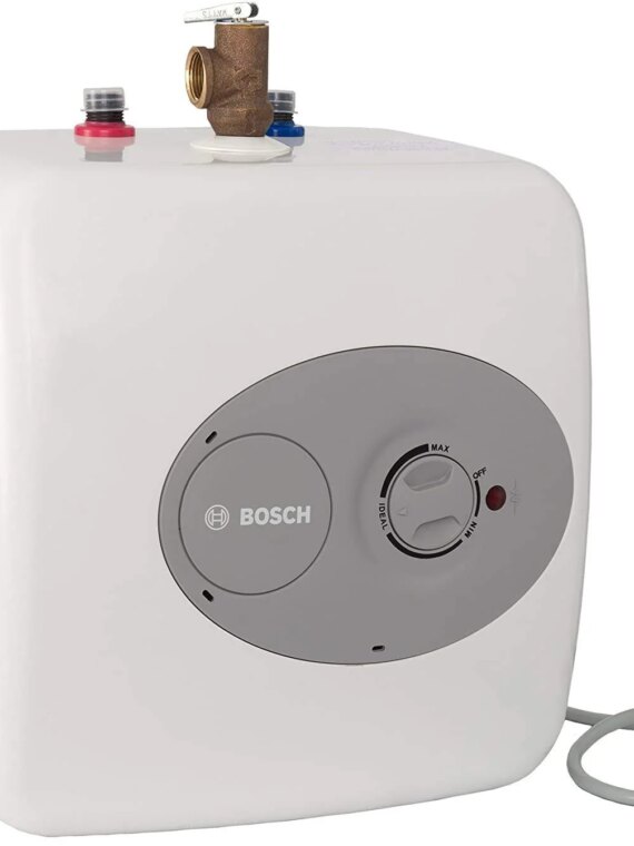 Bosch Tronic 3000 T 2.5-Gallon Electric Mini-Tank Water Heater, Compact Wall/Floor Mount, 98% Efficiency, Easy Install
