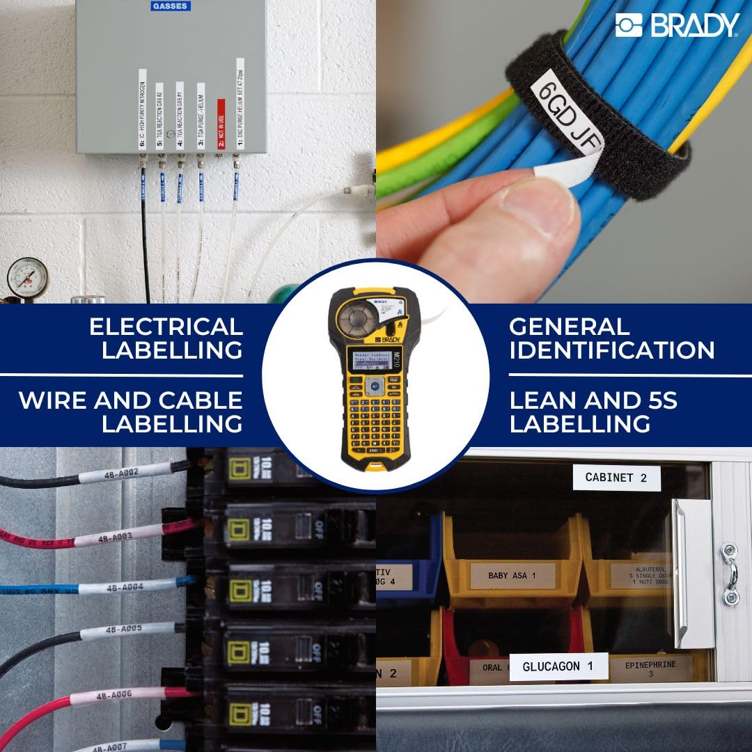 Brady M210 Portable Label Printer with Rubber Bumpers, Military-Grade Durability, Auto-Format, QR Code Capability
