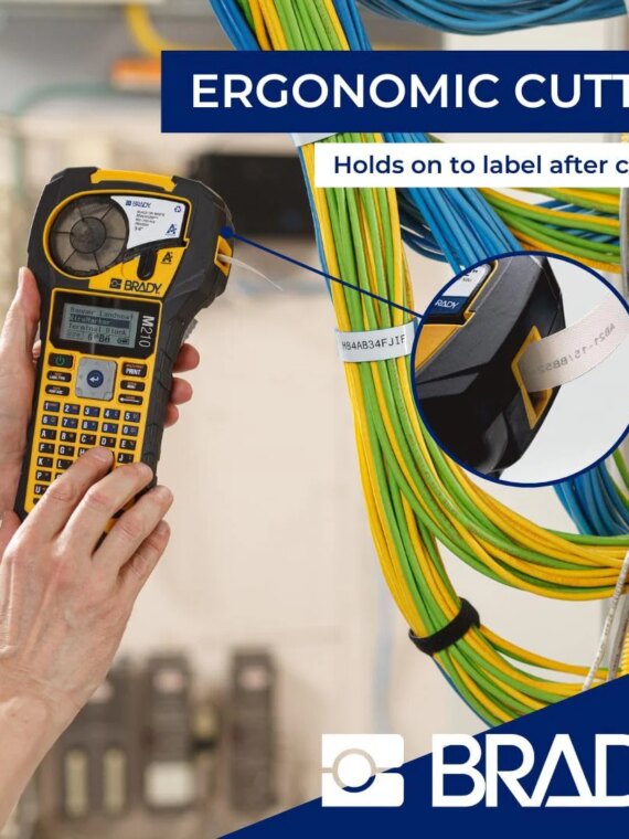 Brady M210 Portable Label Printer with Rubber Bumpers, Military-Grade Durability, Auto-Format, QR Code Capability