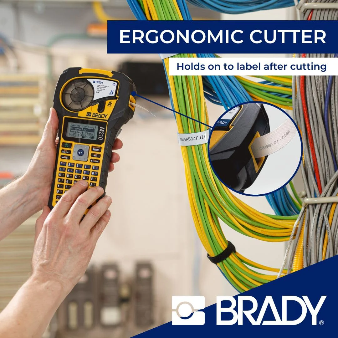 Brady M210 Portable Label Printer with Rubber Bumpers, Military-Grade Durability, Auto-Format, QR Code Capability
