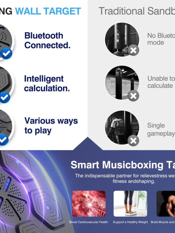 Brand 2.0 Smart Bluetooth Music Boxing Machine - Compact, Syncs with Music, Family Fitness Game
