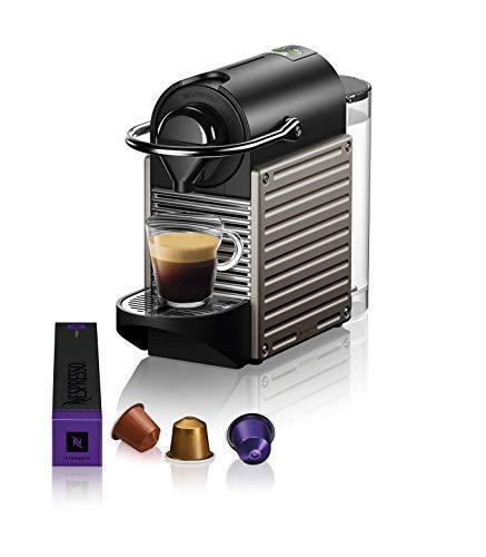 Breville Nespresso Pixie Coffee Machine, Titan - 19 Bar Pressure, Fast Heating, Adjustable Cup Sizes, Includes Capsules
