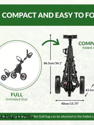 Caddytek CaddyLite 11.5 V3 3-Wheel Golf Push Cart with Storage & Umbrella Holder