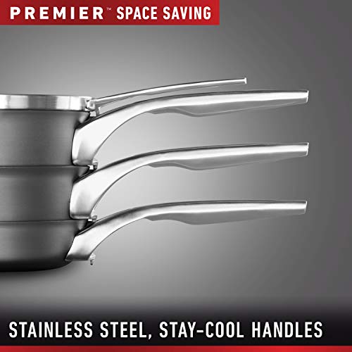Calphalon Premier Space-Saving 15-Piece Nonstick Cookware Set, Black, Hard-Anodized, Metal Utensil Safe
