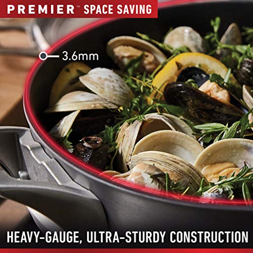 Calphalon Premier Space-Saving 15-Piece Nonstick Cookware Set, Black, Hard-Anodized, Metal Utensil Safe