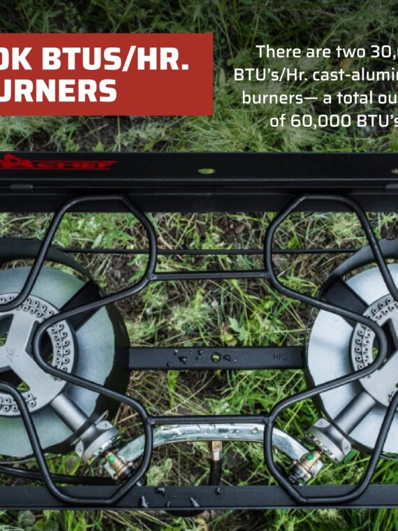 Camp Chef Explorer 2 Burner Camping Stove - 30,000 BTU, Portable with Detachable Legs, Windshield, Accessory Compatible