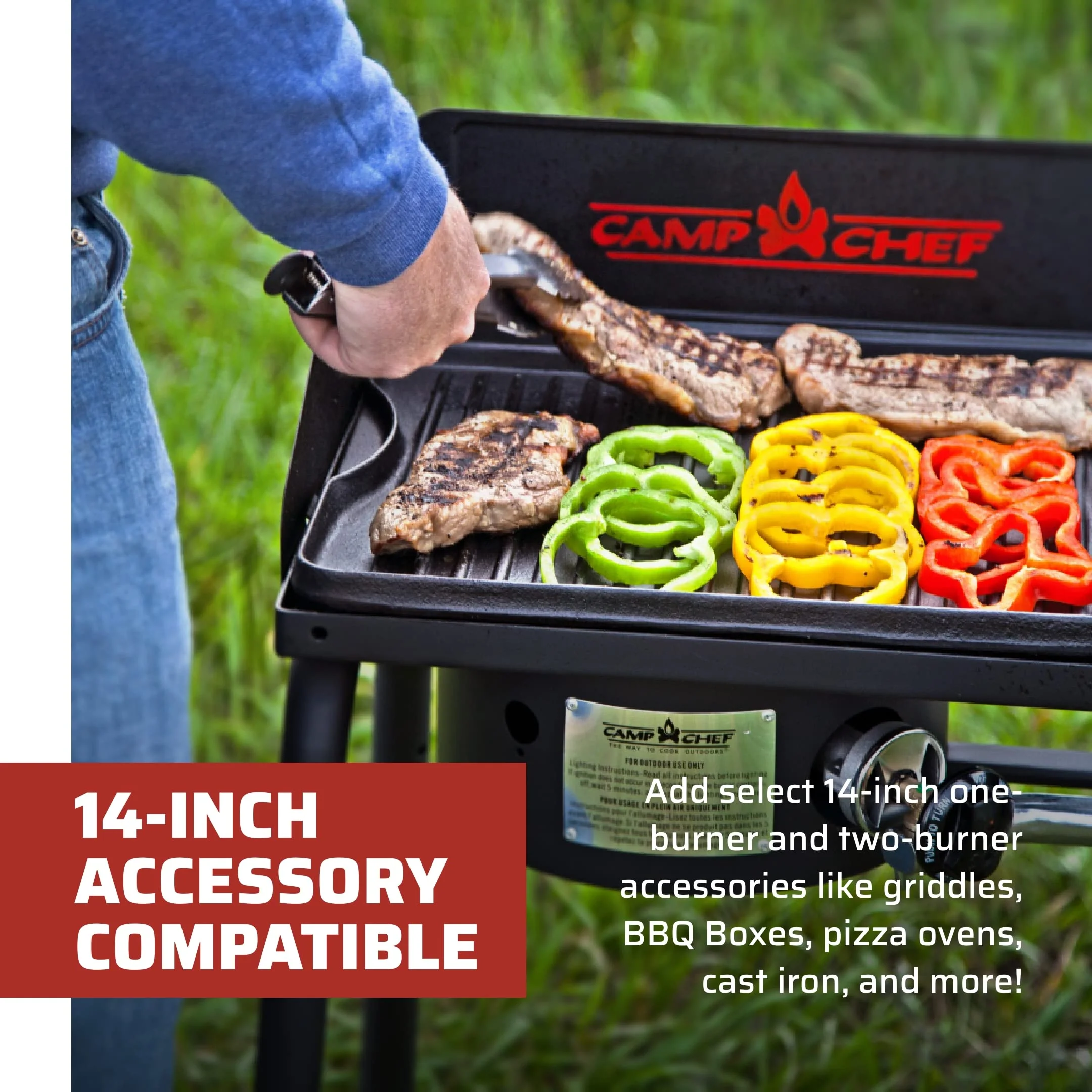 Camp Chef Explorer 2 Burner Camping Stove - 30,000 BTU, Portable with Detachable Legs, Windshield, Accessory Compatible