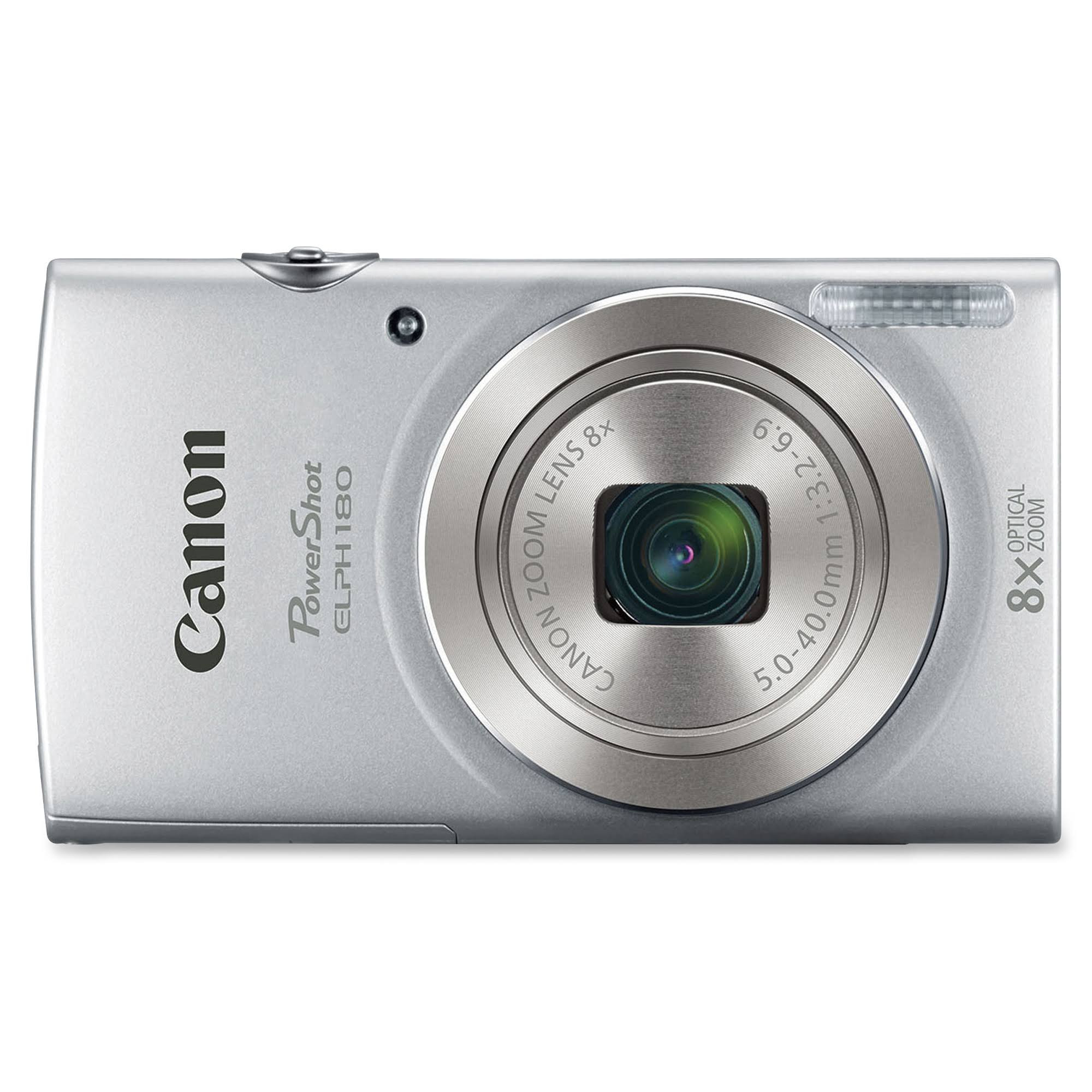 Canon PowerShot ELPH 180 20MP Compact Camera, 8x Zoom, 720p HD, Silver