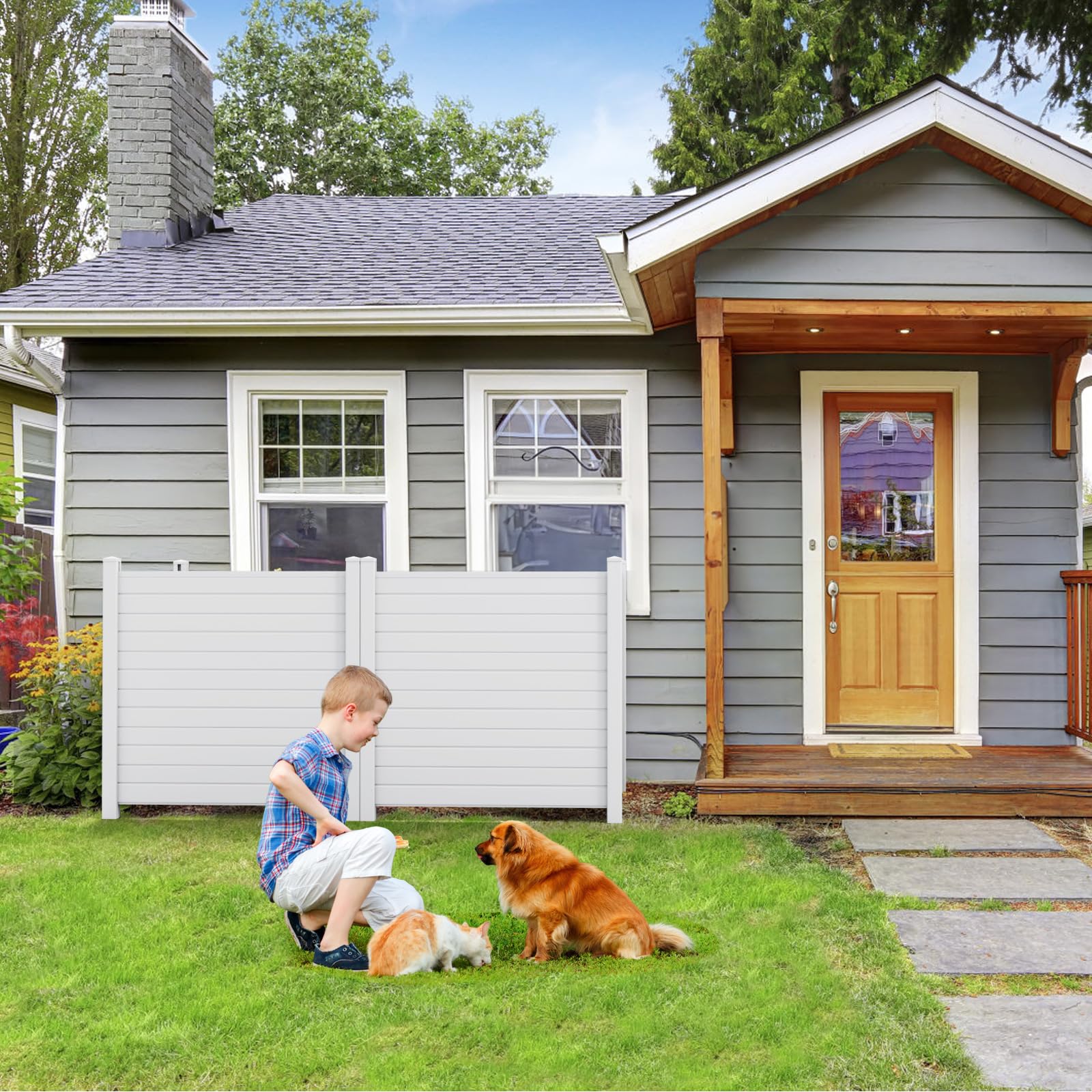 Caprihom Vinyl Privacy Fence 50"x50" for AC Units & Trash Cans, Weather-Resistant, Easy Install