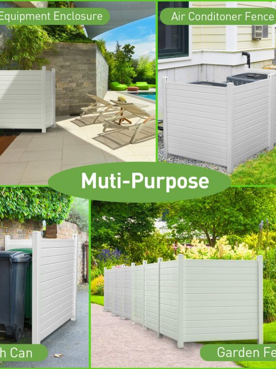 Caprihom Vinyl Privacy Fence 50"x50" for AC Units & Trash Cans, Weather-Resistant, Easy Install