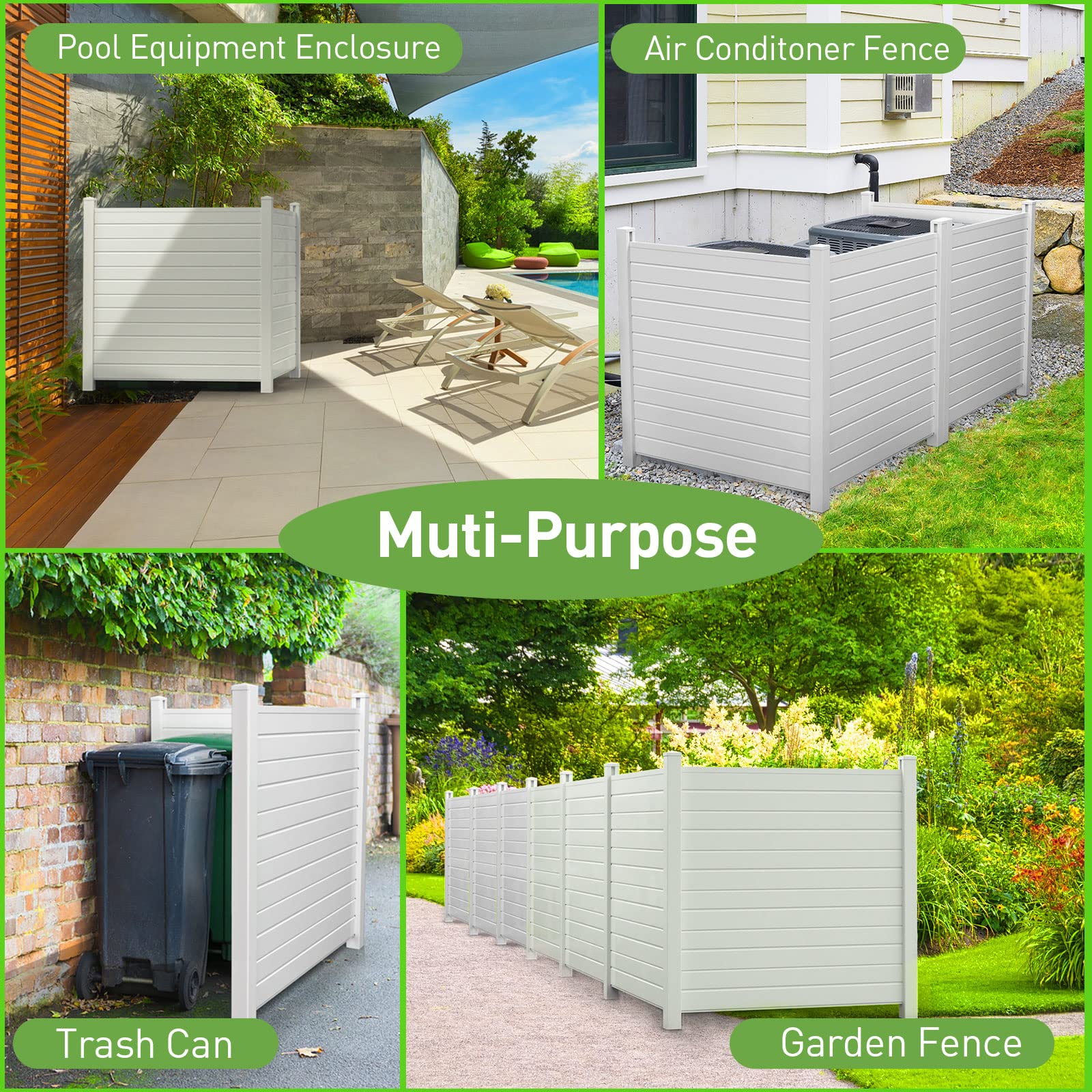 Caprihom Vinyl Privacy Fence 50"x50" for AC Units & Trash Cans, Weather-Resistant, Easy Install